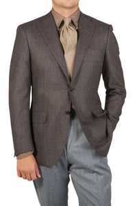Canali - Brown 2 Button Jacket with Zig-Zag Detail Fabric CU04651.501