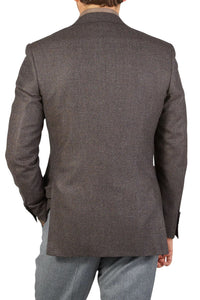 Canali - Brown 2 Button Jacket with Zig-Zag Detail Fabric CU04651.501