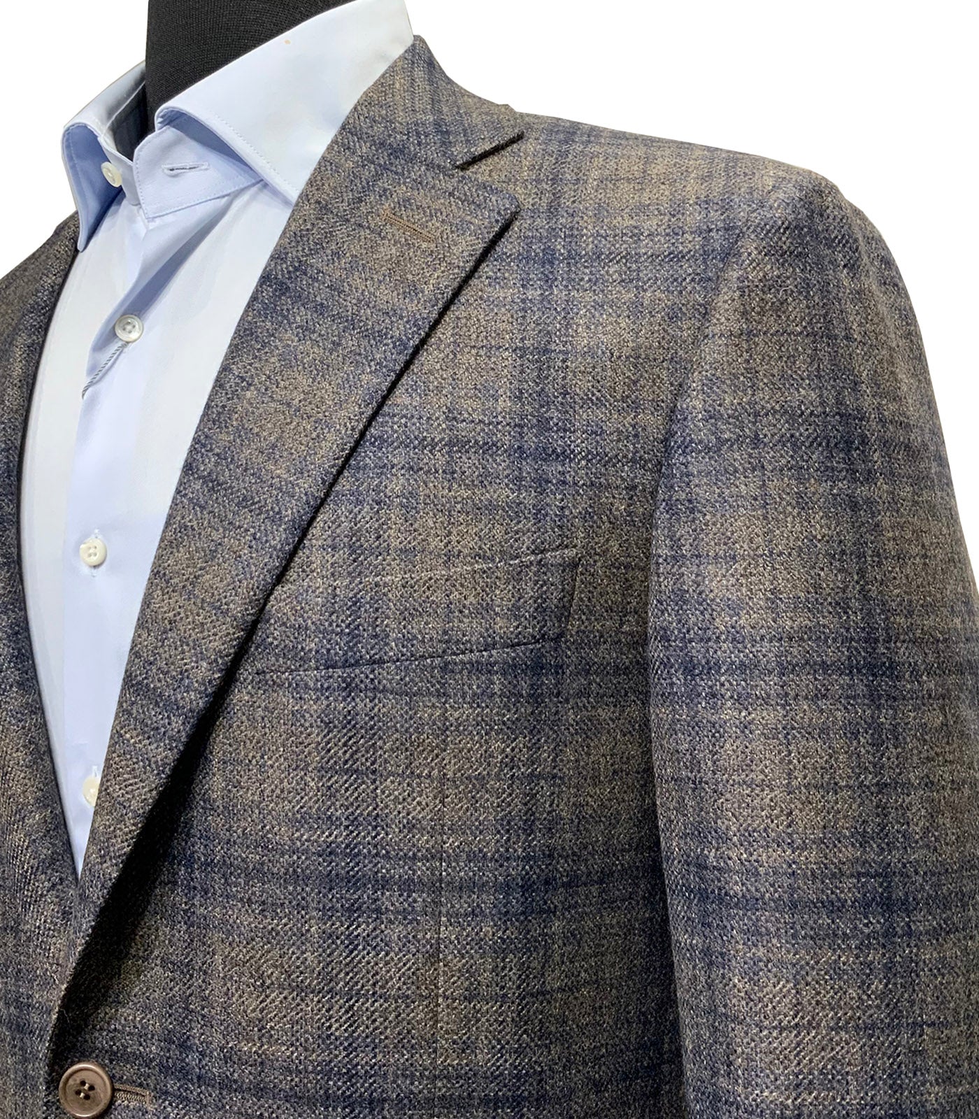 CANALI - Brown and Dark Blue Checked Wool Blazer 13290-CF02798-711