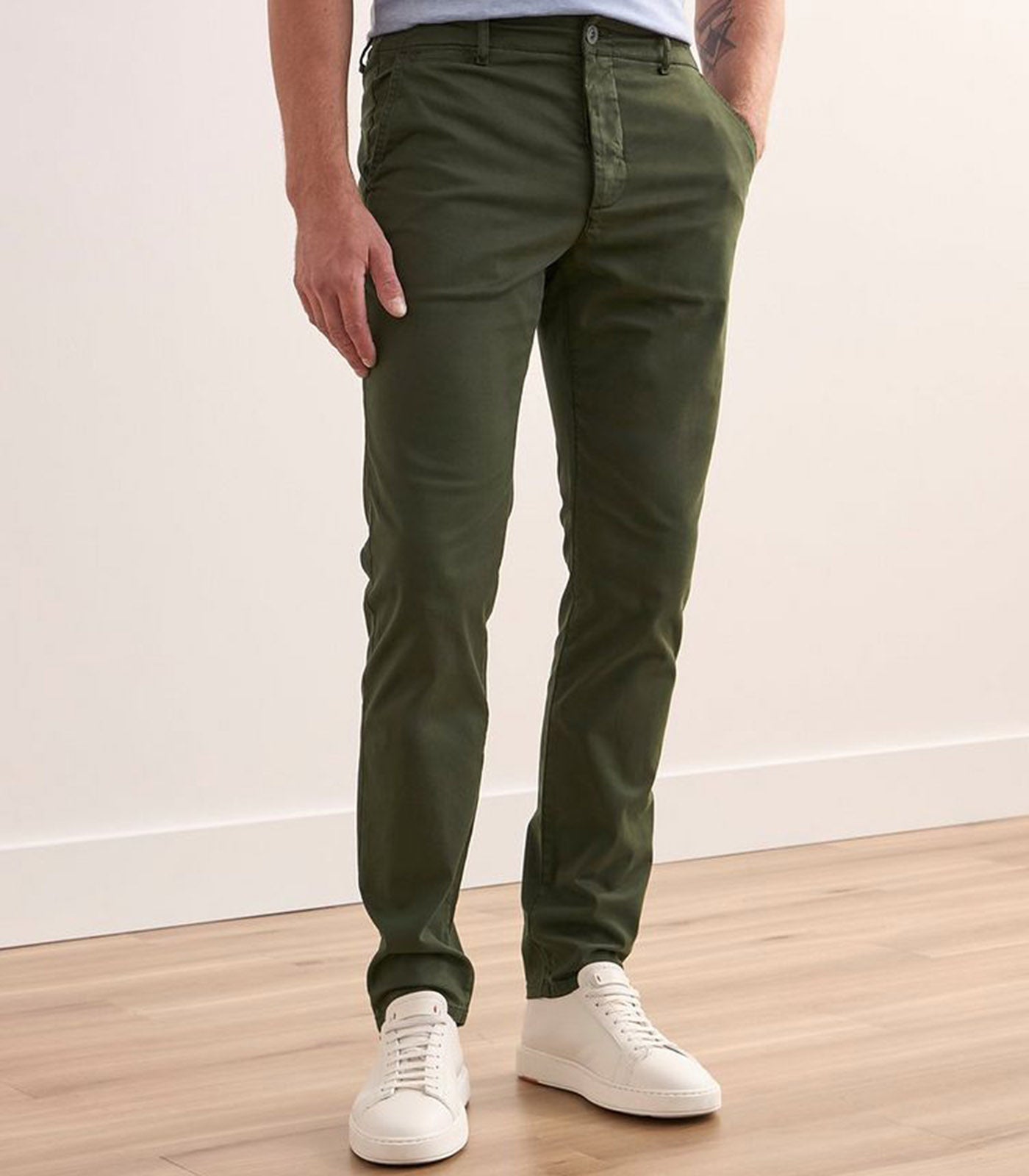 PAIGE - DANFORD Slim Leg Chinos in DARK MILITARY GREEN M171N84-4085