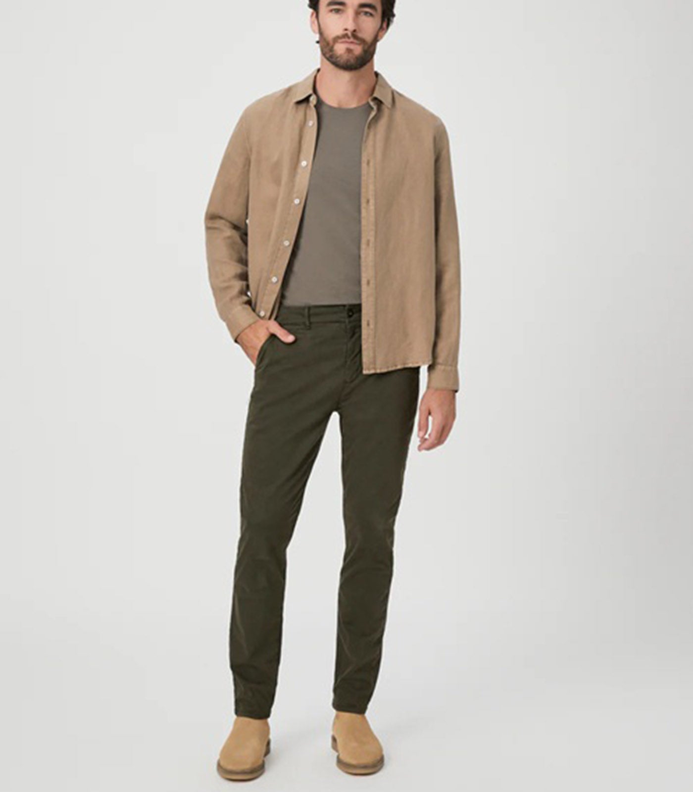 PAIGE - DANFORD Slim Leg Chinos in DARK MILITARY GREEN M171N84-4085