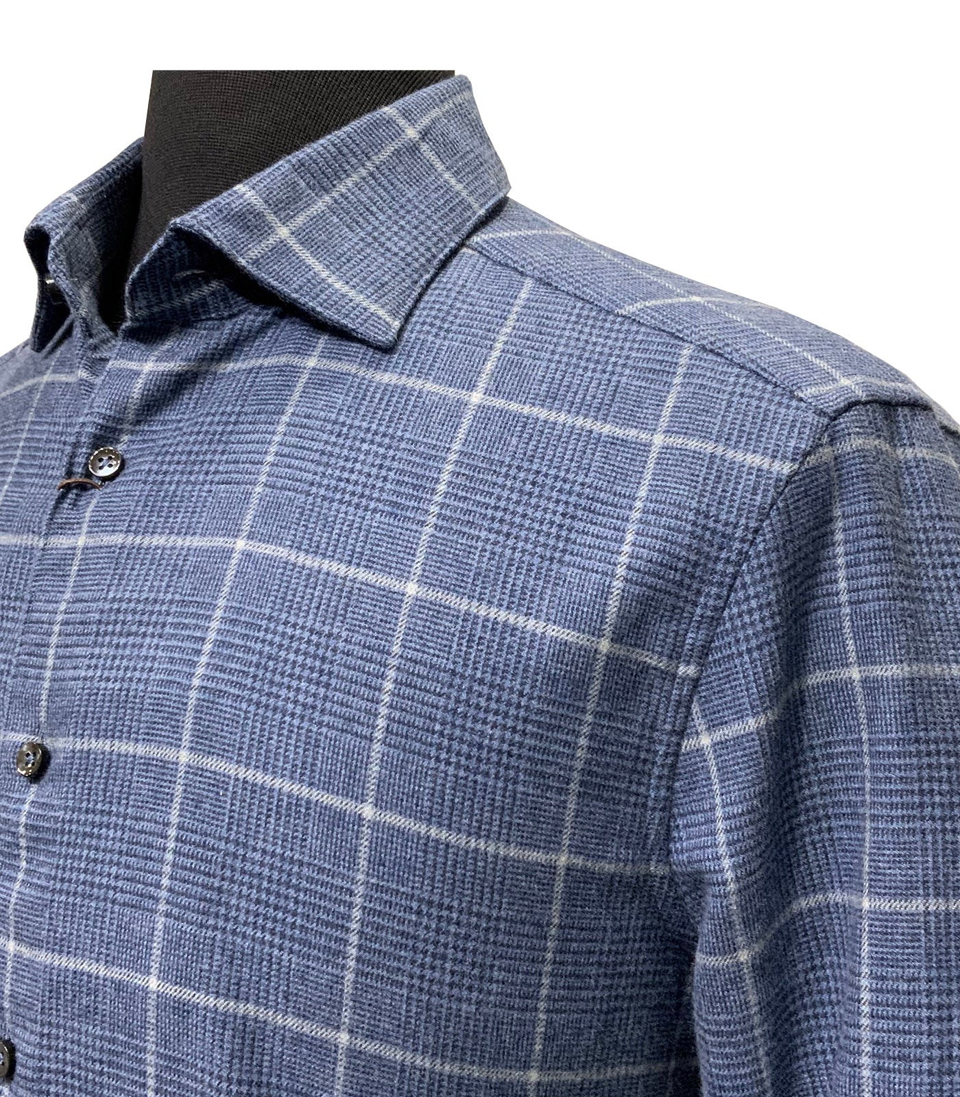 STENSTROMS - SLIMLINE Blue Check Flannel Shirt 7127119045153