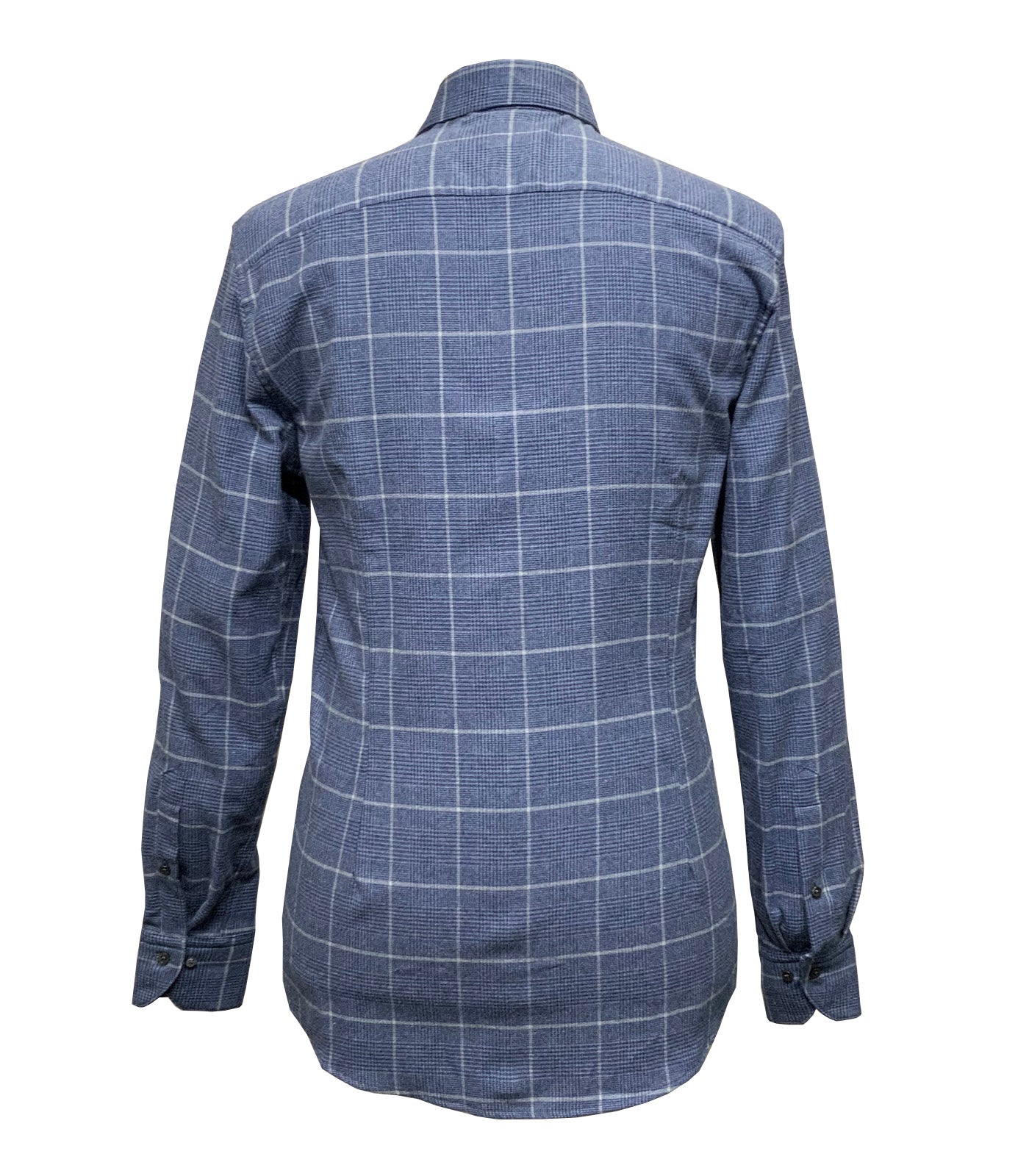 STENSTROMS - SLIMLINE Blue Check Flannel Shirt 7127119045153
