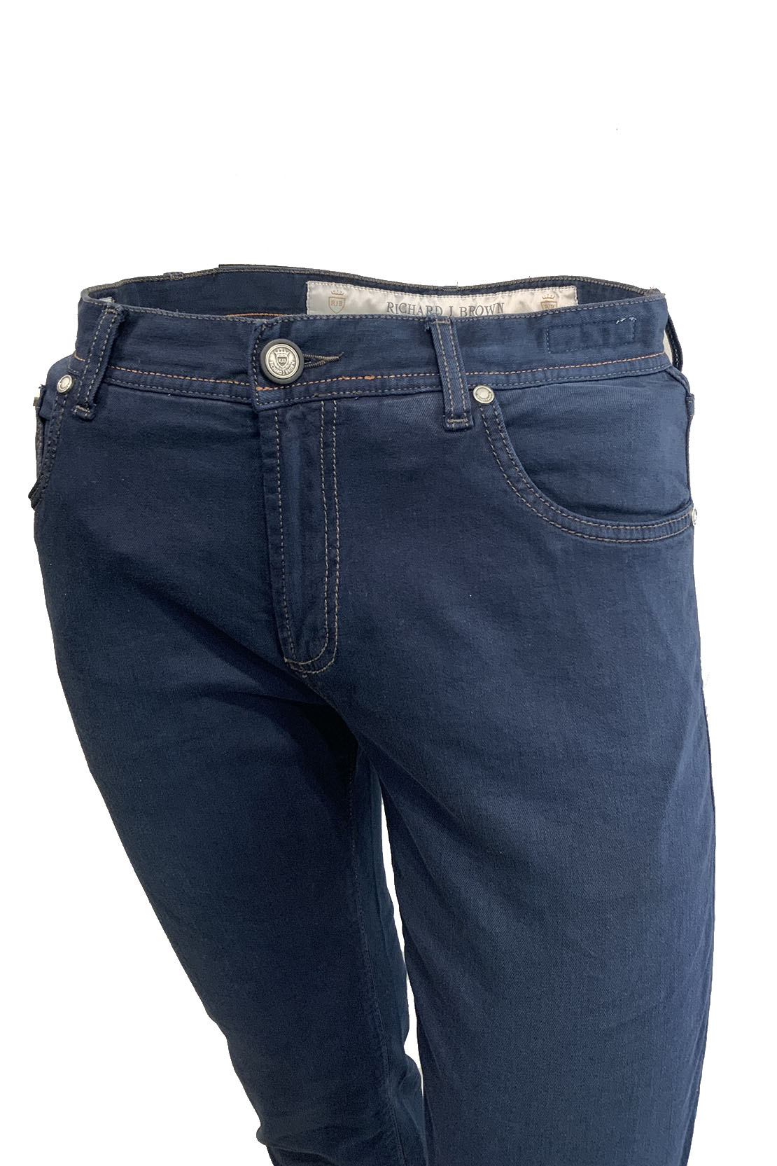 RICHARD J BROWN - TOKYO Model Slim Fit Stretch Cotton and Linen Dark Blue Denim Jeans T195.W821