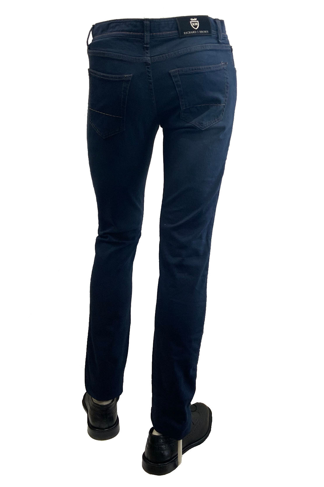 RICHARD J BROWN - TOKYO Model Slim Fit Stretch Cotton and Linen Dark Blue Denim Jeans T195.W821