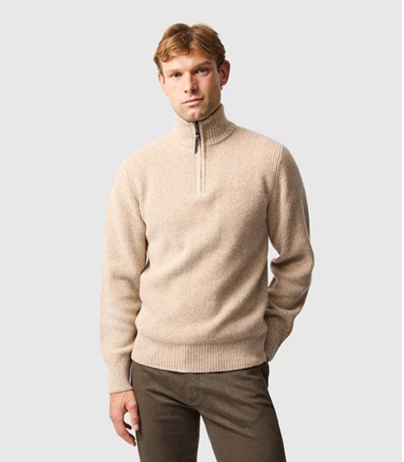 RODD & GUNN - ROBBIES ROAD Half Zip Knit in FLAX EP0956