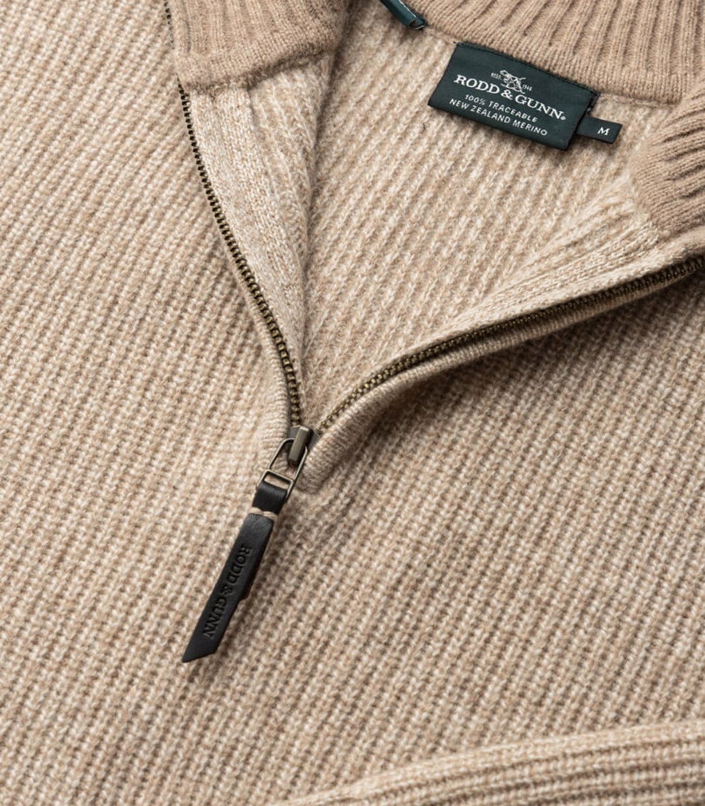 RODD & GUNN - ROBBIES ROAD Half Zip Knit in FLAX EP0956
