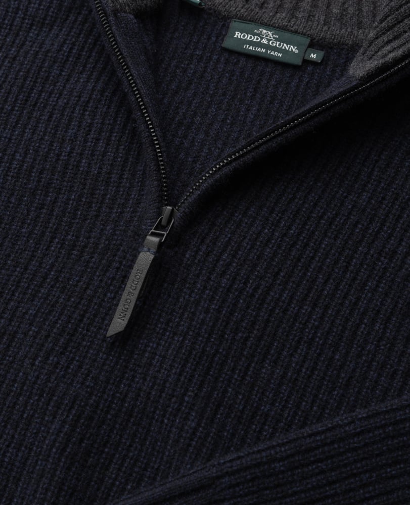 RODD & GUNN - ROBBIES ROAD Half Zip Knit in MIDNIGHT EP0956