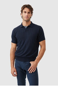 RODD & GUNN - FREYS CRESCENT Knitted Polo in MIDNIGHT EP1063