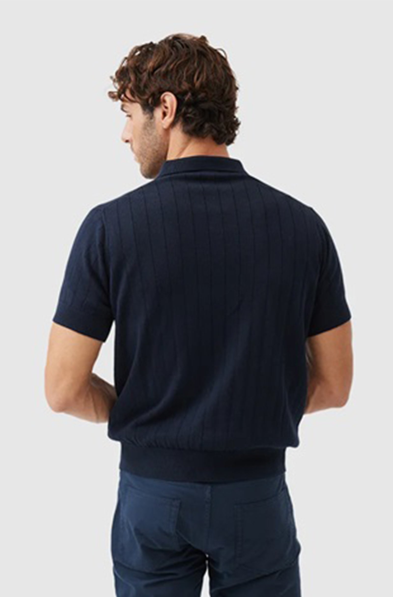 RODD & GUNN - FREYS CRESCENT Knitted Polo in MIDNIGHT EP1063