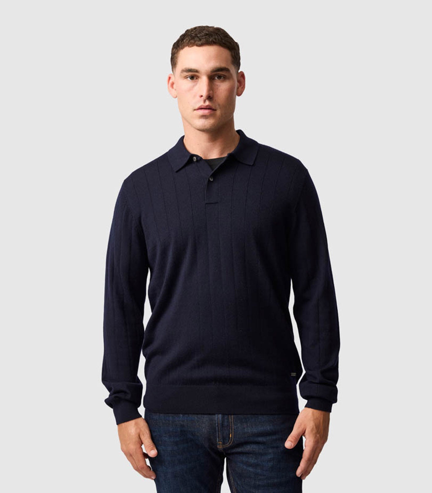 RODD AND GUNN - MURDOCH Long Sleeve Knitted Polo In INK EP1145