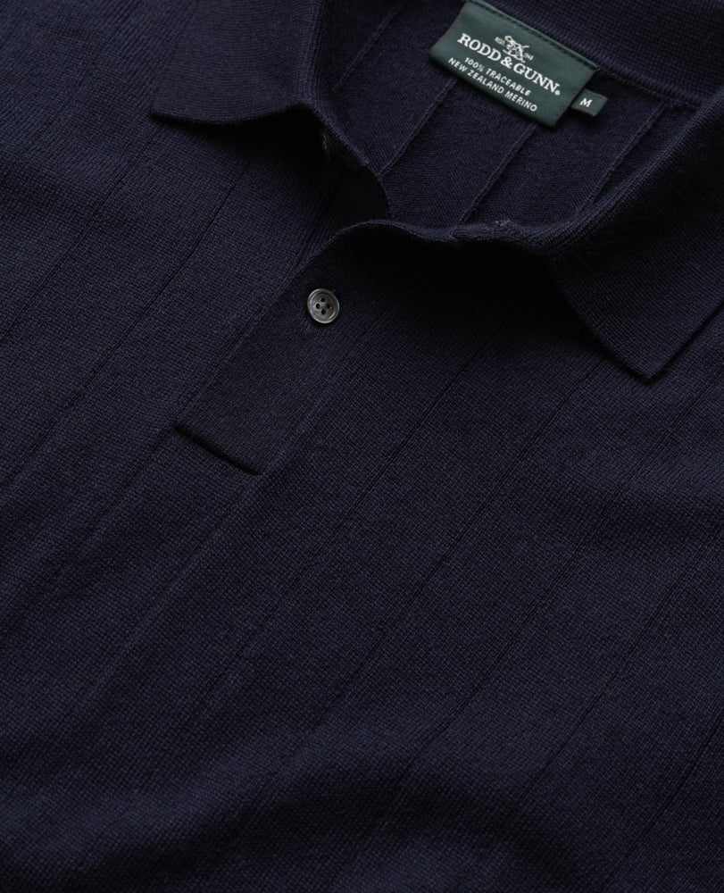 RODD AND GUNN - MURDOCH Long Sleeve Knitted Polo In INK EP1145