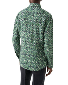 ETON - Green SLIM FIT Kiwi Print Linen Shirt 10001143465