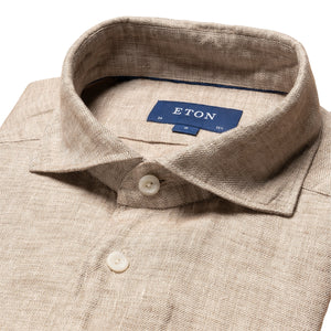 ETON - Brown CONTEMPORARY FIT Linen Twill Shirt 10000470938