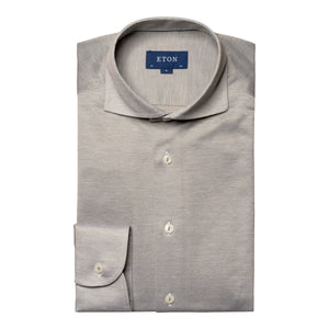 ETON - Mid Khaki Green SLIM FIT Jersey Shirt 10001014565