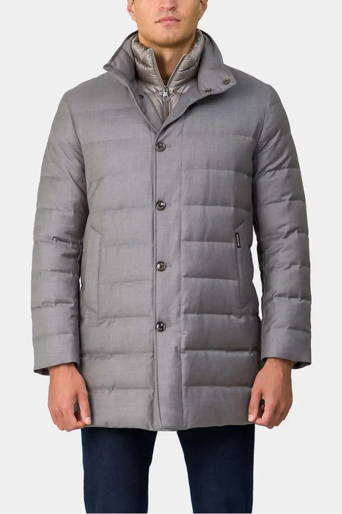 MONTECORE - Longline Hi-Tech Laminated Fabric Down Padded Coat In Light Grey F05MUCX505