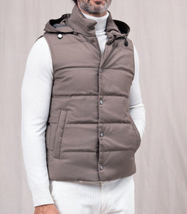MONTECORE - Padded Gilet With Detachable Hood In Stone Grey