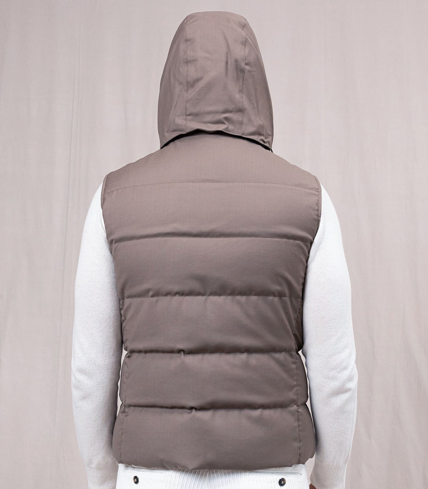 MONTECORE - Padded Gilet With Detachable Hood In Stone Grey