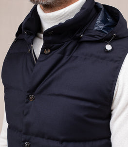 MONTECORE - Padded Gilet With Detachable Hood In Dark Blue
