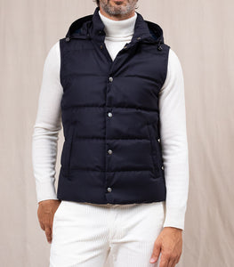 MONTECORE - Padded Gilet With Detachable Hood In Dark Blue