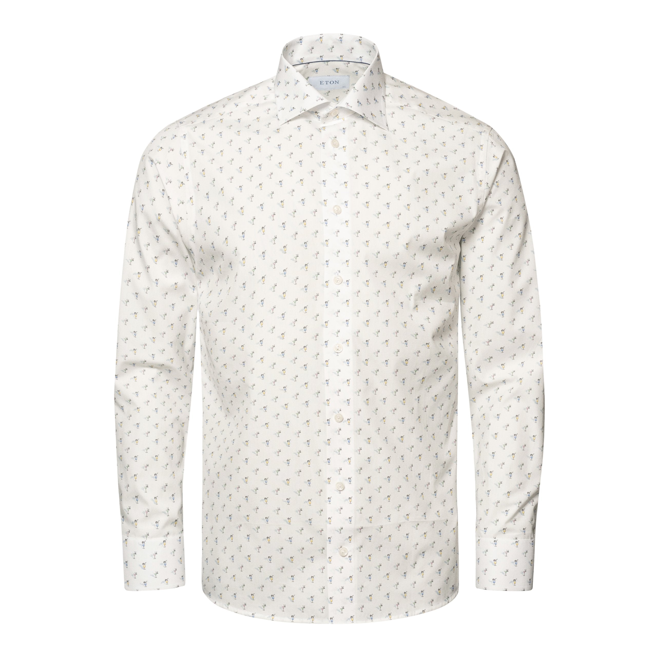 ETON - White CONTEMPORARY FIT Drink Print Signature Poplin Shirt 10001165101