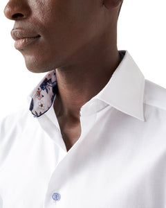 ETON - White CONTEMPORARY FIT Signature Twill Shirt - Floral Contrast Details 10001098200