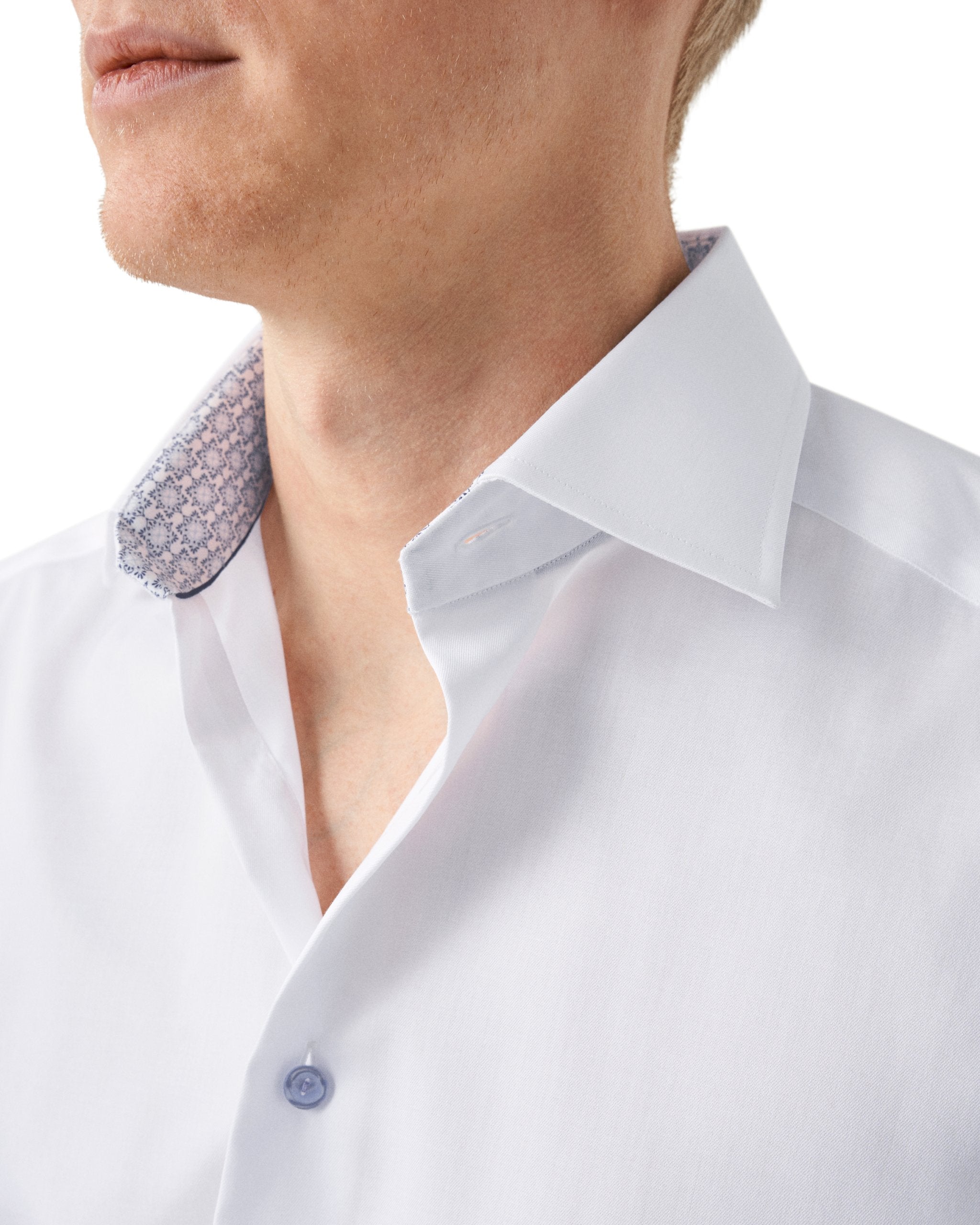 ETON - White SLIM FIT Signature Twill Cotton Shirt With Geometric Trim 10001109300