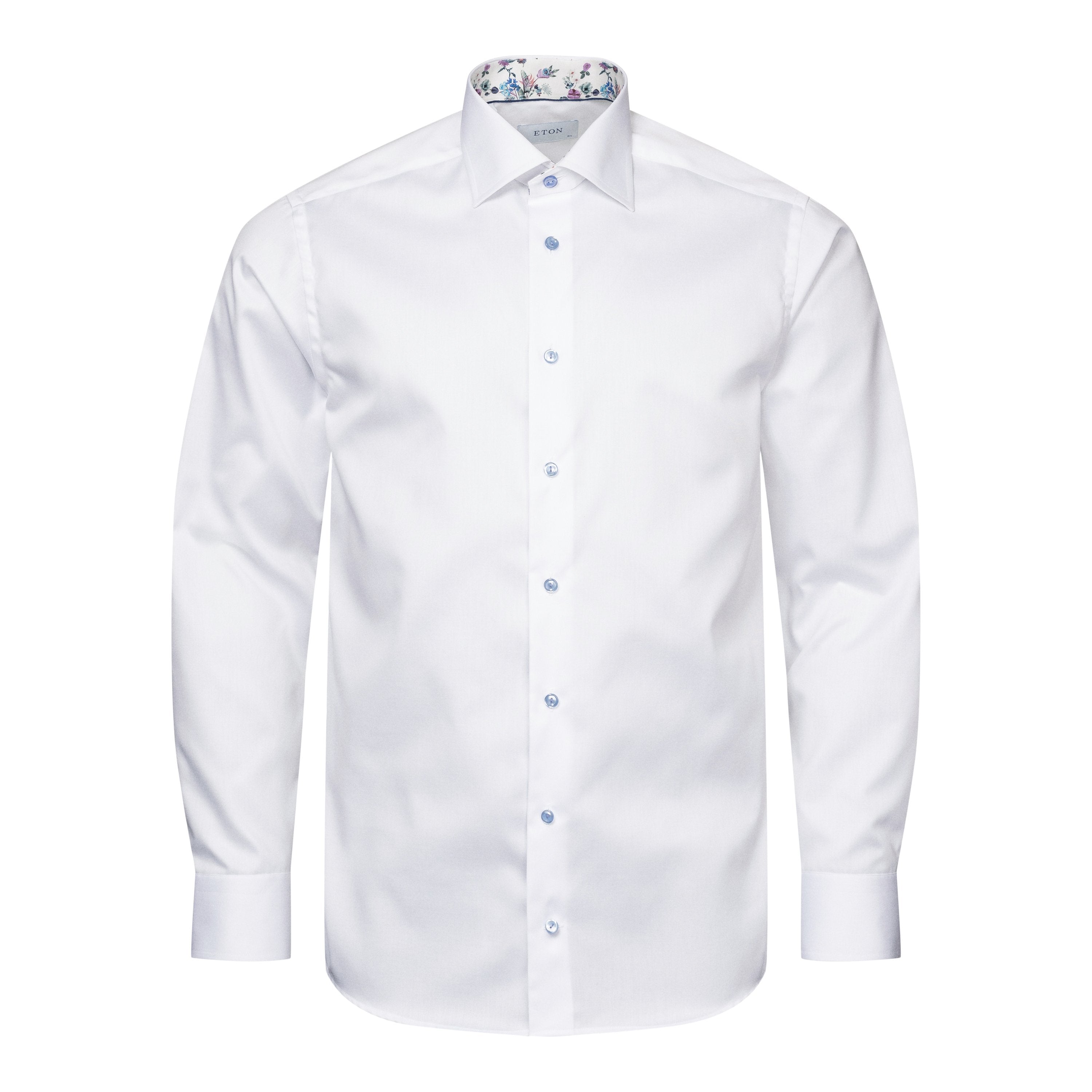 ETON - White CONTEMPORARY FIT Signature Twill Shirt - Floral Contrast Details 10001168300
