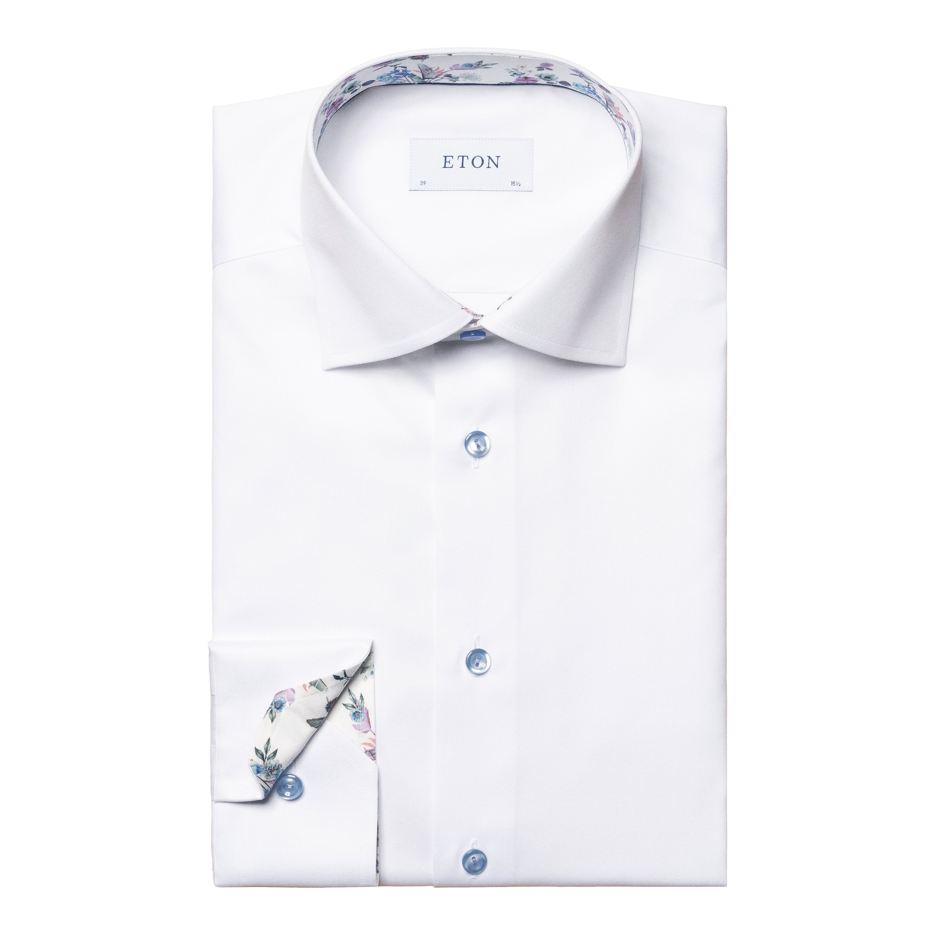 ETON - White CONTEMPORARY FIT Signature Twill Shirt - Floral Contrast Details 10001168300