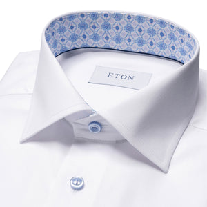 ETON - White CONTEMPORARY FIT Signature Twill Shirt - Geometric Contrast Details 10001210600
