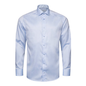 ETON - Sky Blue CONTEMPORARY FIT Signature Twill Shirt - Geometric Contrast Details 10001210621