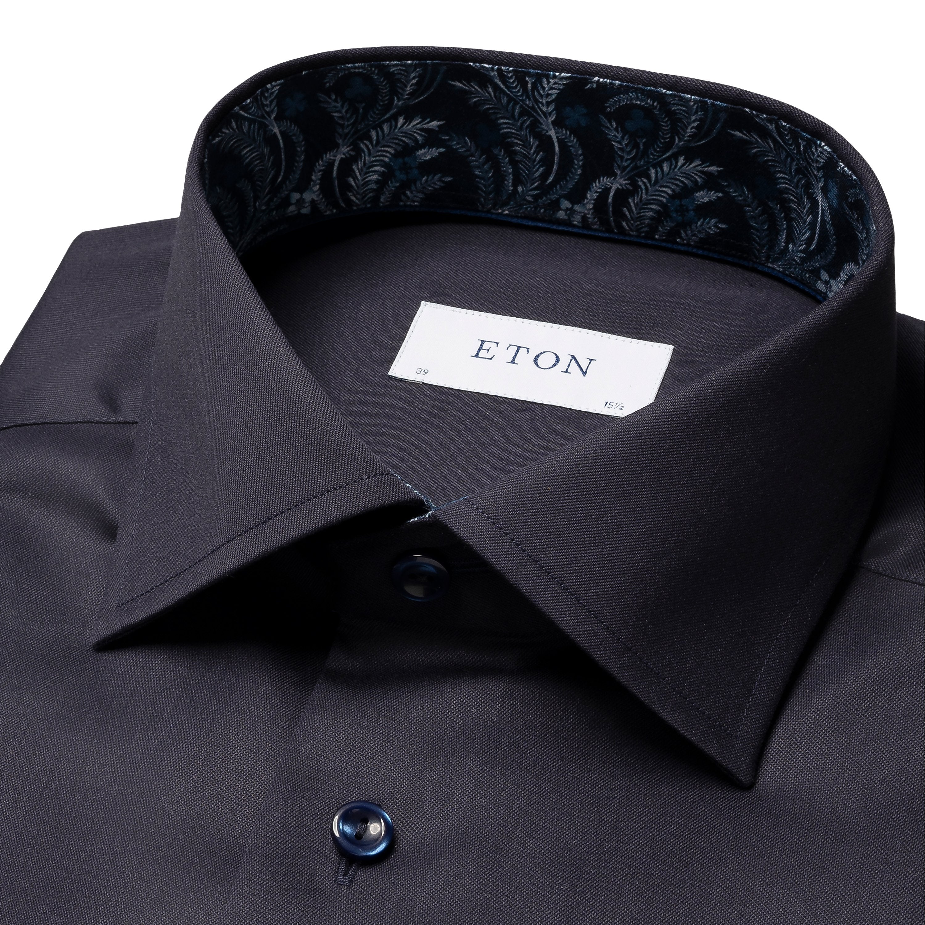 ETON - Navy Blue CONTEMPORARY FIT Floral Effect Signature Twill Shirt 10001249329