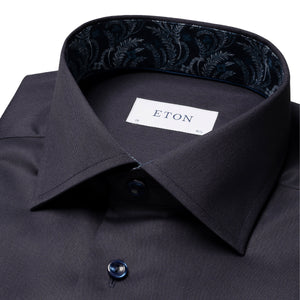 ETON - Navy Blue CONTEMPORARY FIT Floral Effect Signature Twill Shirt 10001249329