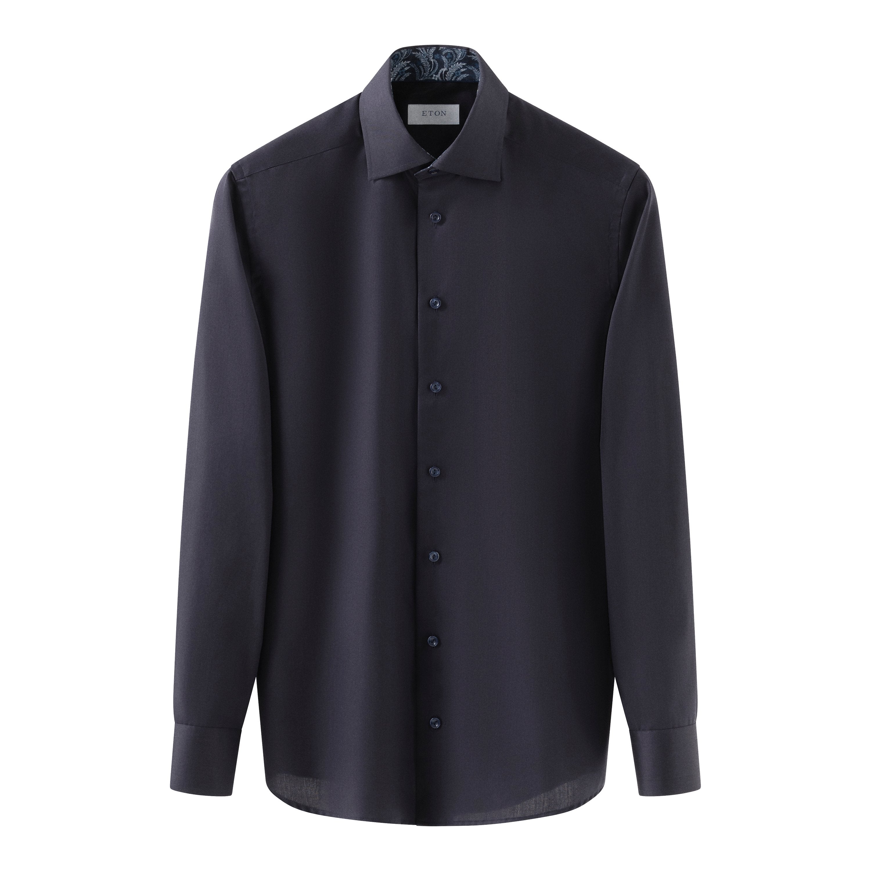 ETON - Navy Blue CONTEMPORARY FIT Floral Effect Signature Twill Shirt 10001249329