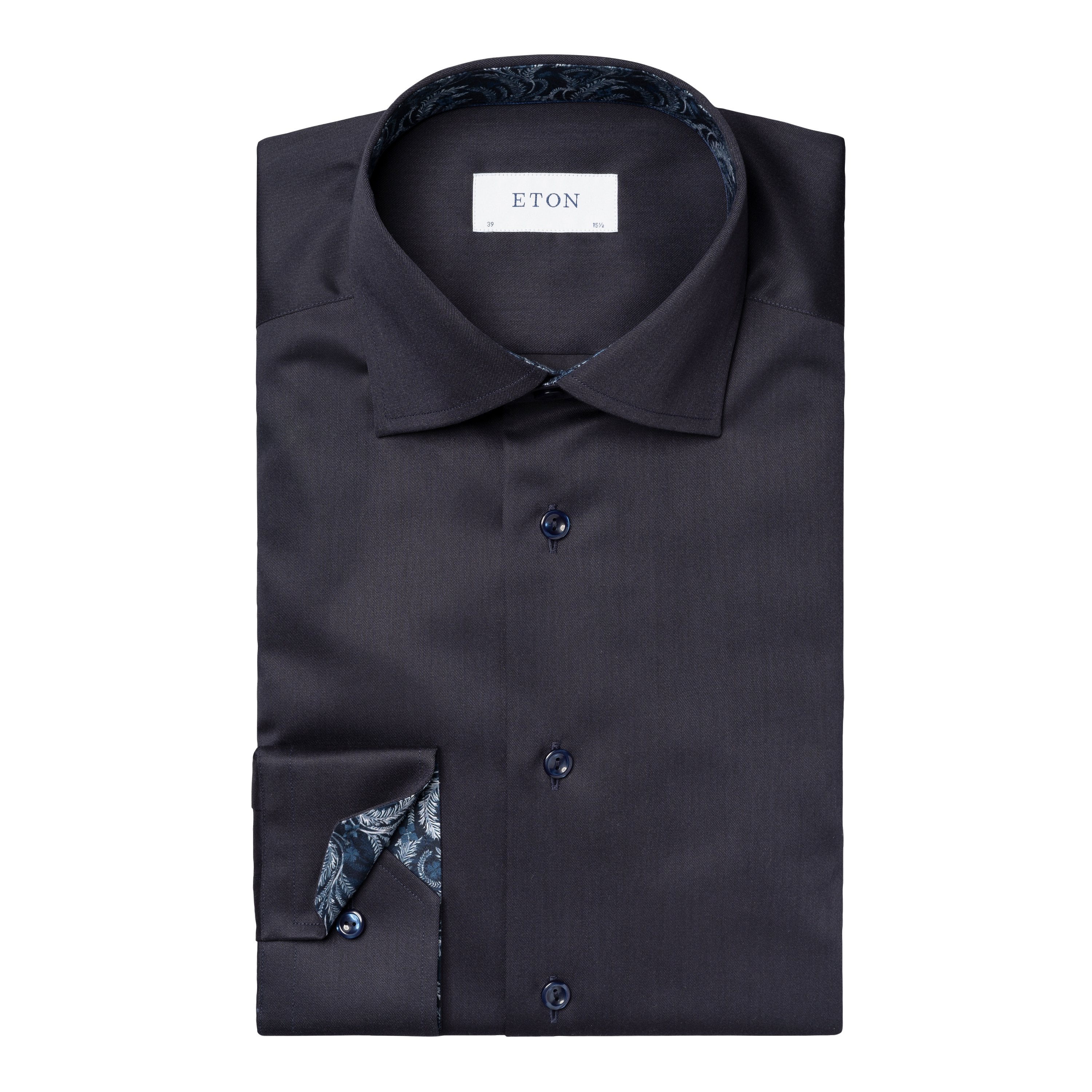 ETON - Navy Blue CONTEMPORARY FIT Floral Effect Signature Twill Shirt 10001249329