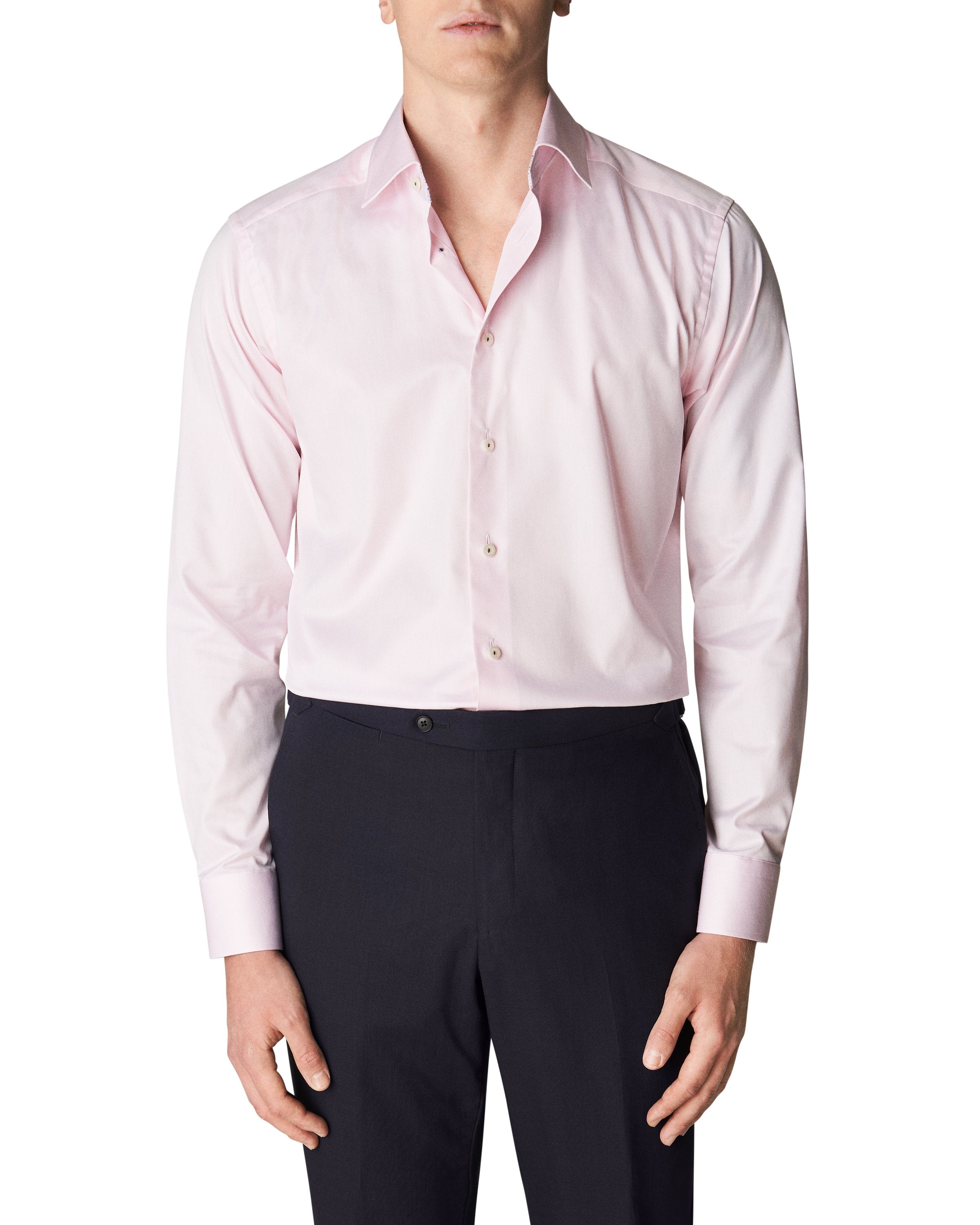 ETON - SLIM FIT Pink Signature Twill Shirt With Contrast Geometric Trim 10001026580