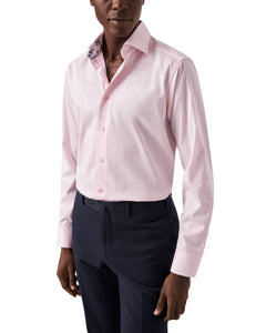 ETON - Pink CONTEMPORARY FIT Signature Twill Shirt With Floral Contrast Details 10001168380