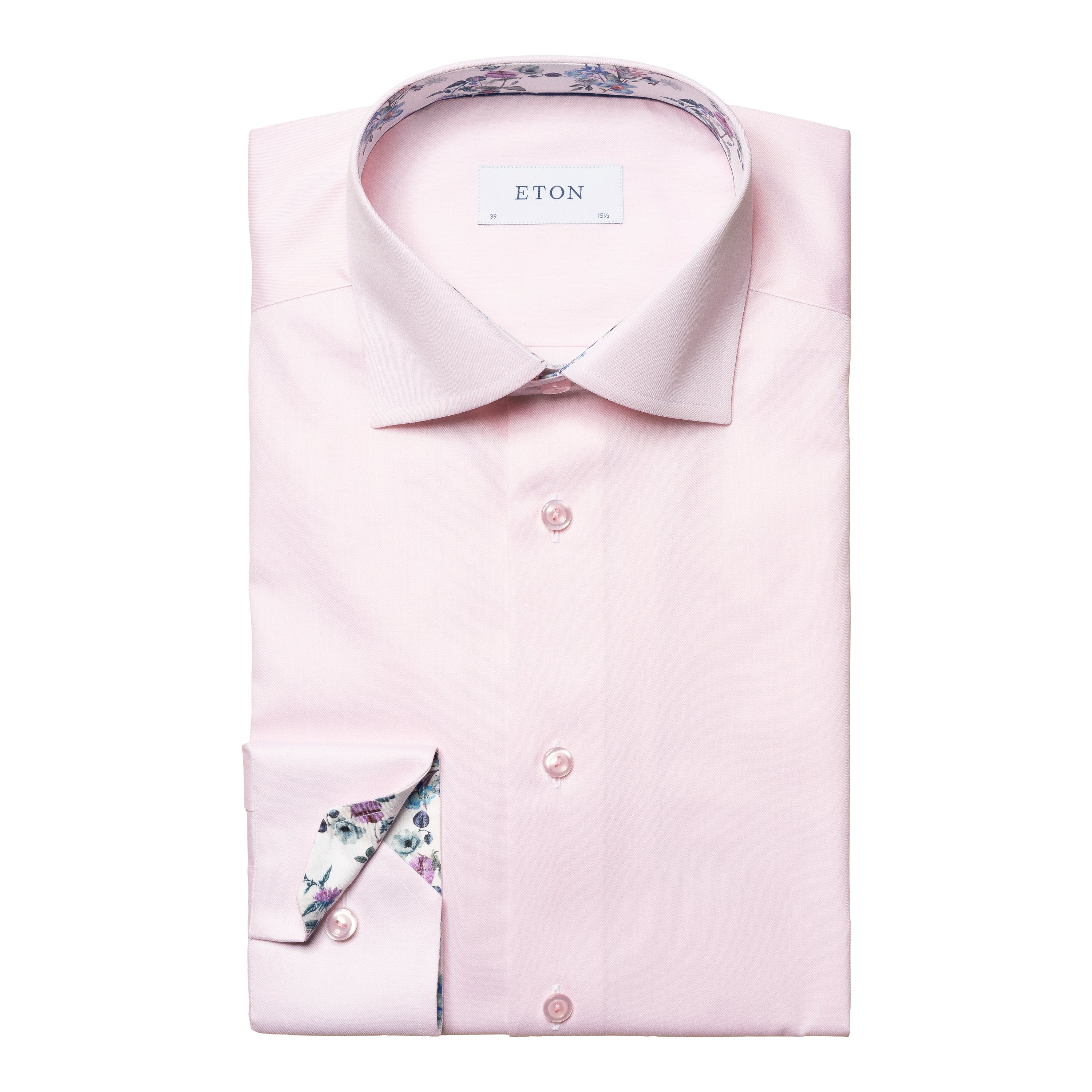 ETON - Pink CONTEMPORARY FIT Signature Twill Shirt With Floral Contrast Details 10001168380