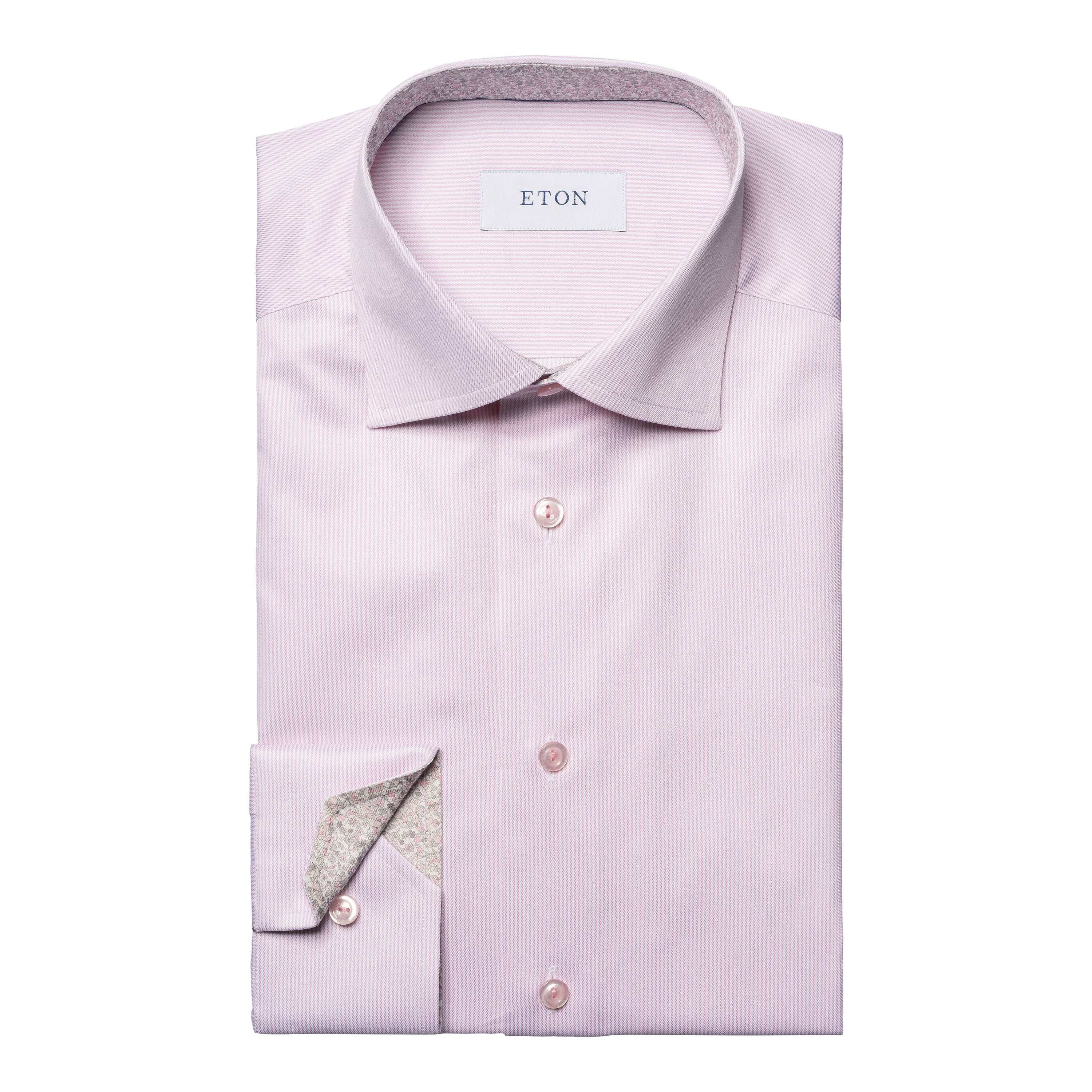 ETON - Pink CONTEMPORARY FIT Fine Striped Signature Twill Shirt 10001208853