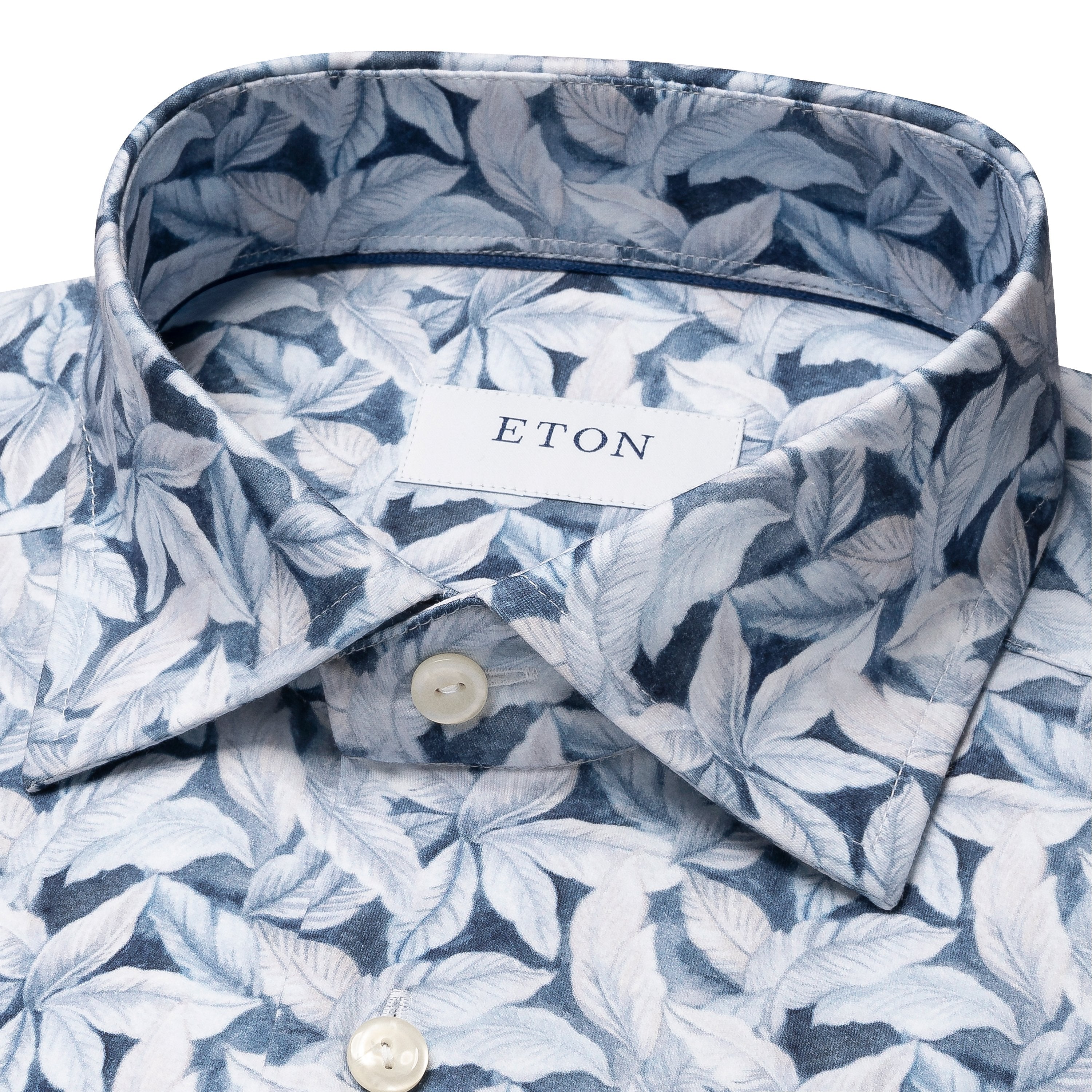 ETON - Light Blue CONTEMPORARY FIT 4-Flex Shirt in Palm Print 10001178523