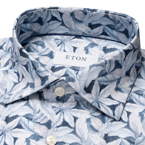 ETON - Light Blue CONTEMPORARY FIT 4-Flex Shirt in Palm Print 10001178523