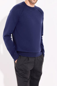 FILIPPO DE LAURENTIIS - Wool and Cashmere Raglan Sleeve Sweater in Avio Blue GC1MLR2A-WC12R 870