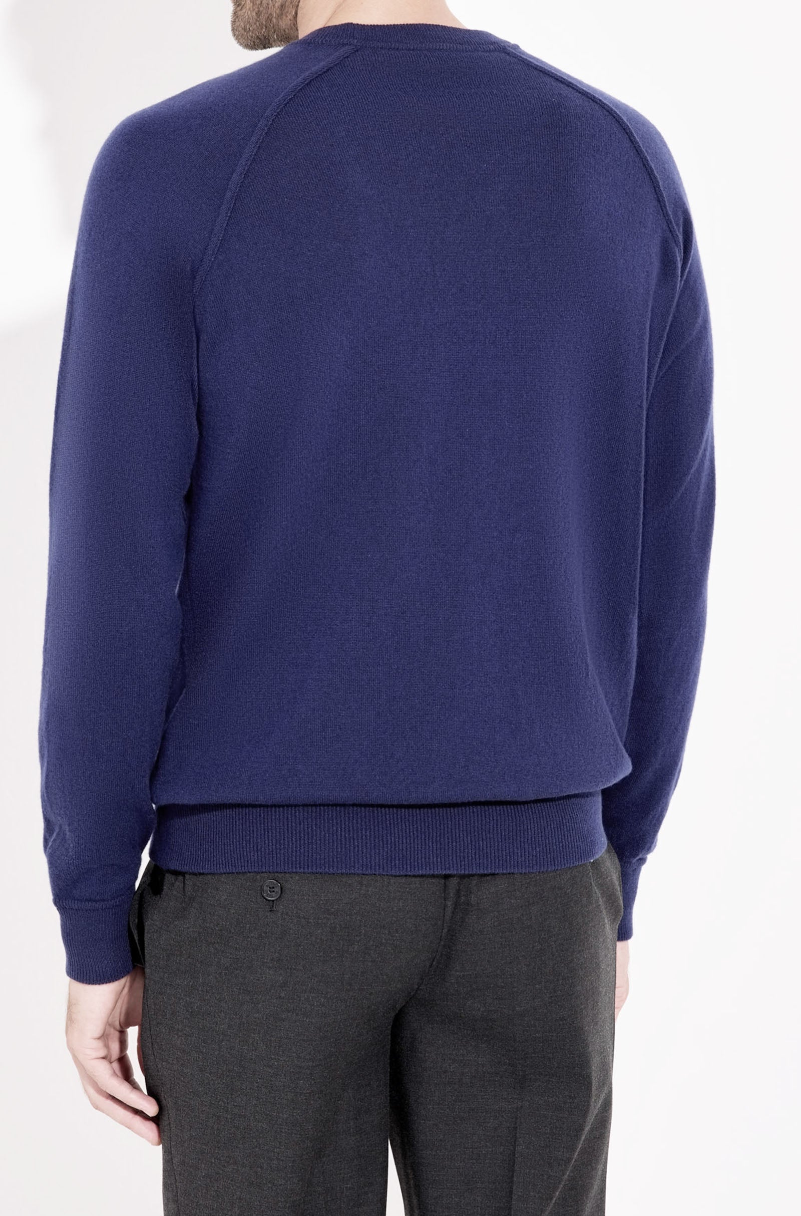 FILIPPO DE LAURENTIIS - Wool and Cashmere Raglan Sleeve Sweater in Avio Blue GC1MLR2A-WC12R 870