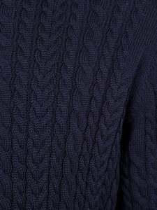 FILIPPO DE LAURENTIIS - Navy Cable Knit Crew Neck Sweater GC3MLWM7Y 890