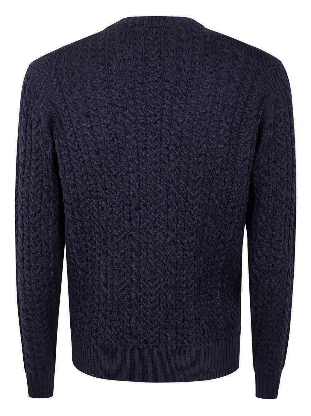 FILIPPO DE LAURENTIIS - Navy Cable Knit Crew Neck Sweater GC3MLWM7Y 890