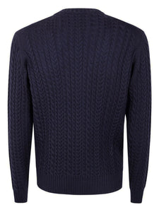 FILIPPO DE LAURENTIIS - Navy Cable Knit Crew Neck Sweater GC3MLWM7Y 890