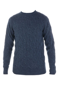 FILIPPO DE LAURENTIIS - Marled Blue Wool & Cashmere Cable Knit Sweater GC3ML 880