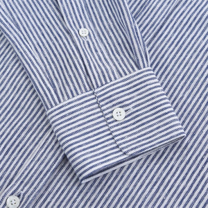CANALI -  Blue Striped SLIM FIT Linen and Cotton Blend Shirt GN03113L777 301