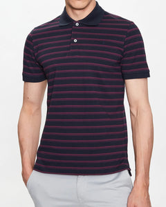 GEOX - Grape Striped Sustainable Pique Cotton Polo Shirt
