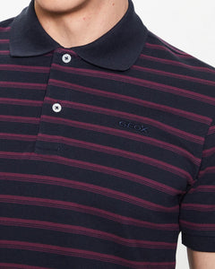 GEOX - Grape Striped Sustainable Pique Cotton Polo Shirt